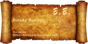 Bondy Borisz névjegykártya